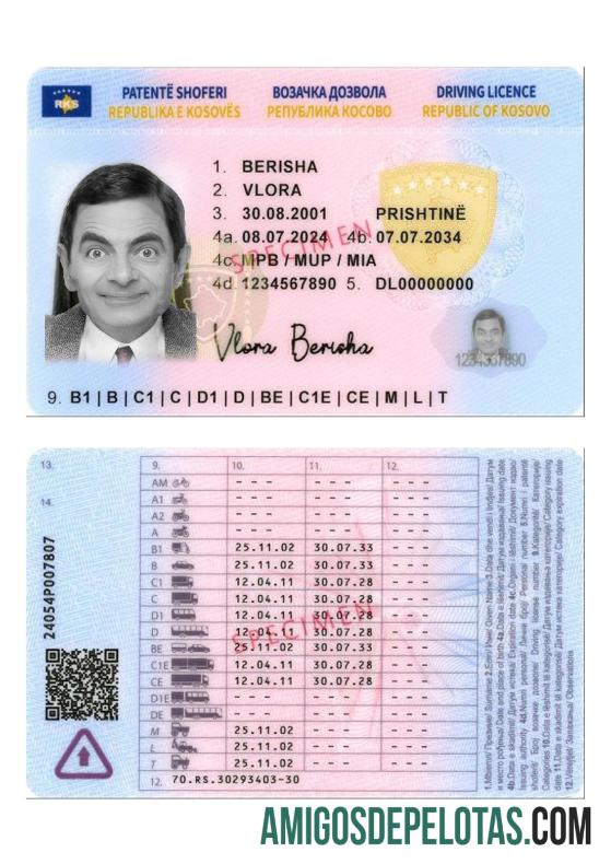 Carta de condução do Kosovo 2024 presente baixar para verificação